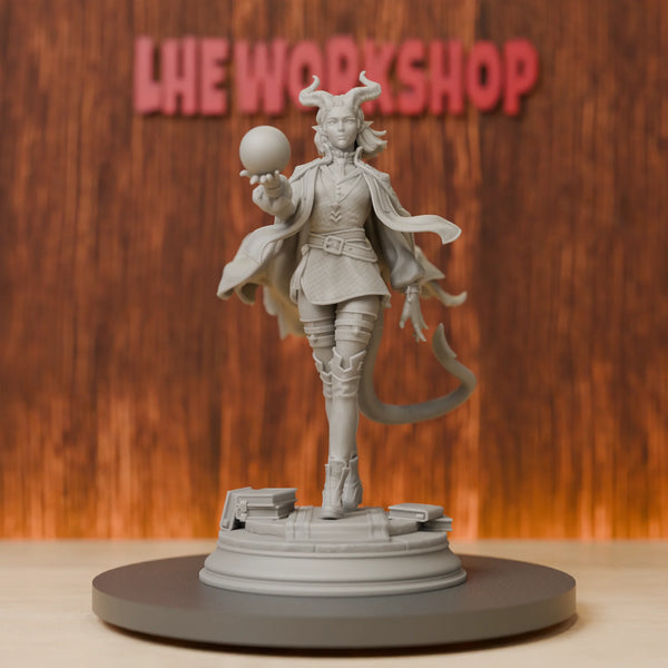 75mm Tiefling Sorceress, Resin Model Figure Kit, Fantasy Theme, Unassembled and Unpainted