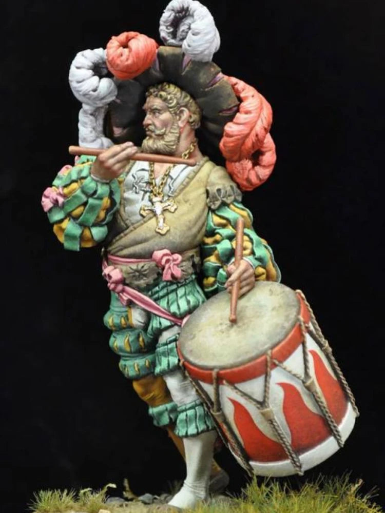 1/24 Medieval Mercenary Drummer, Resin Model Figure Kit, Unassembled and Unpainted