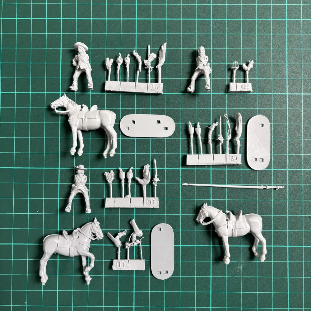 28mm WWI Cavalry Command Group, 11 Figures, Resin Model Figure Kit, Unassembled and Unpainted