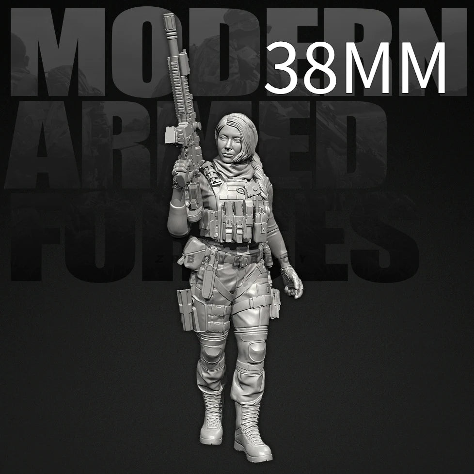 50mm Modern Female Tactical Soldier, Resin Model Figure Kit, Unassembled and Unpainted