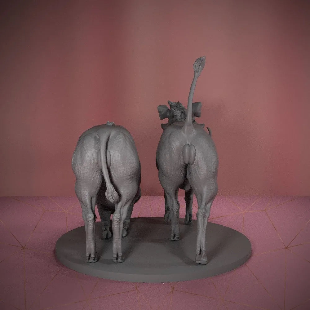 44mm Warthog Family, 3 Figures, Resin Model Creature Kit, Wildlife Theme, Unassembled and Unpainted