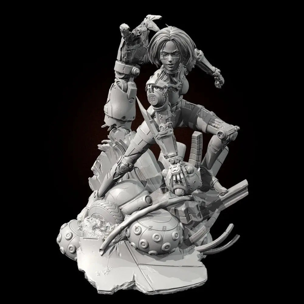 90mm Machine Girl Alita, 3 Figures, Resin Model Figure Kit, Sci-Fi Theme, Unassembled and Unpainted