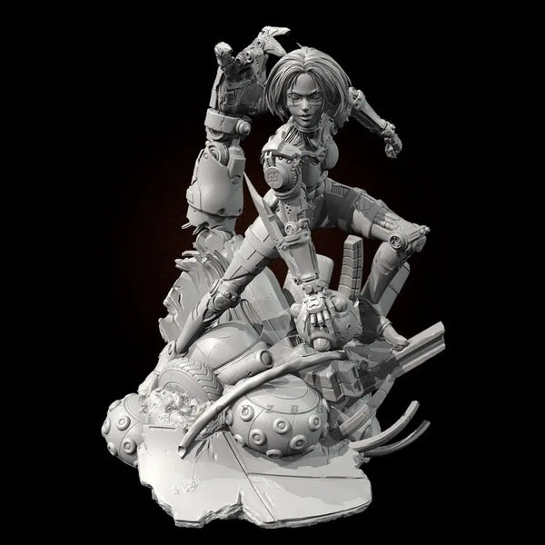 90mm Machine Girl Alita, 3 Figures, Resin Model Figure Kit, Sci-Fi Theme, Unassembled and Unpainted