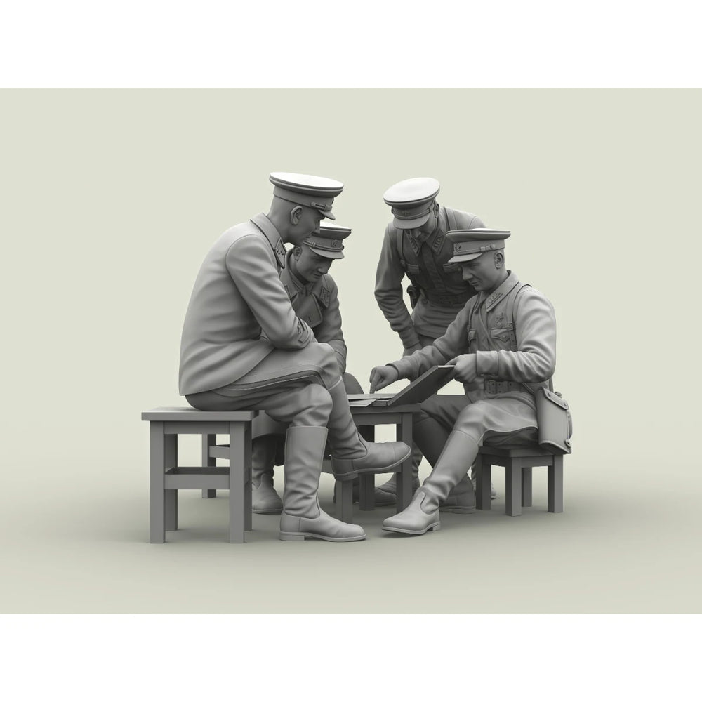1/35 WWII Red Army Generals Meeting, 4 Figures, Resin Model Figure Kit, Unassembled and Unpainted