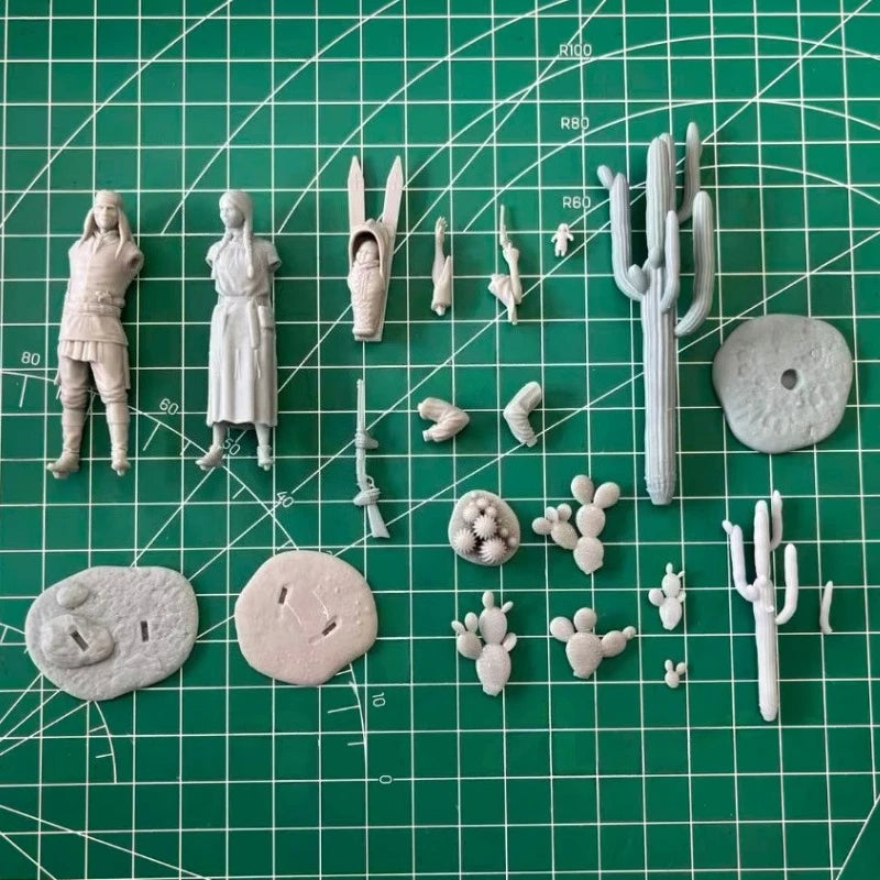 54mm Native American Warriors, 2 Figures, Resin Model Figure Kit, Historical Theme, Unassembled and Unpainted