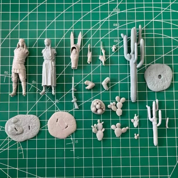 54mm Native American Warriors, 2 Figures, Resin Model Figure Kit, Historical Theme, Unassembled and Unpainted