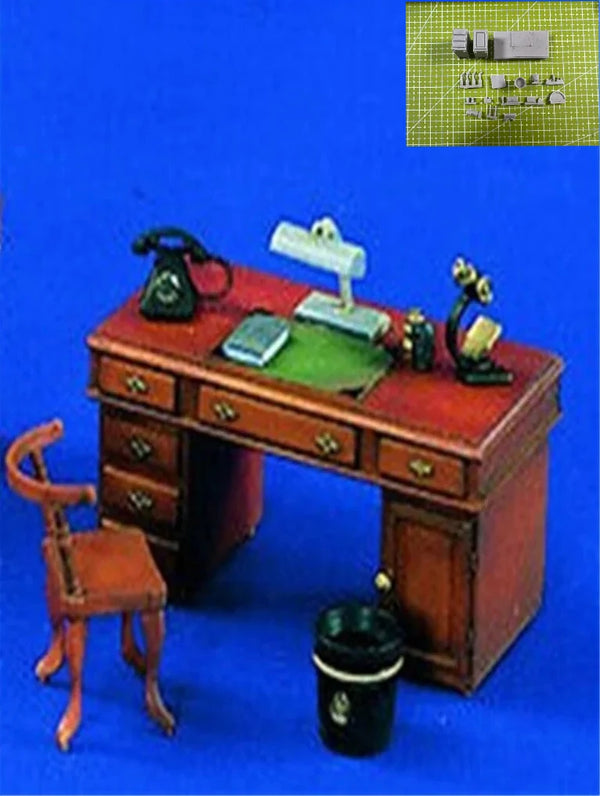 1/35 Modern Office Desk Scene, Resin Model Diorama Kit, Historical Theme, Unassembled and Unpainted