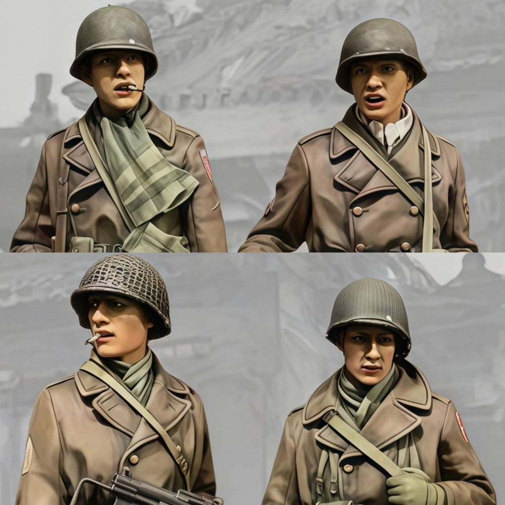 1/35 WWII German Stahlhelm Infantry, 4 Figures, Resin Model Figure Kit, Unassembled and Unpainted