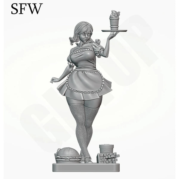 1/24 Waitress Maid, Resin Model Figure Kit, Anime Theme, Unassembled and Unpainted