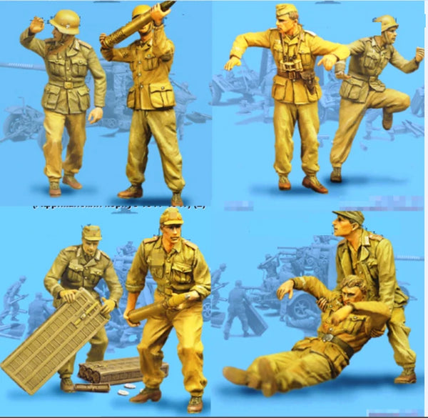 1/35 WWII German Infantry Squad in Combat Poses, 8 Figures, Resin Model Figure Kit, Unassembled and Unpainted