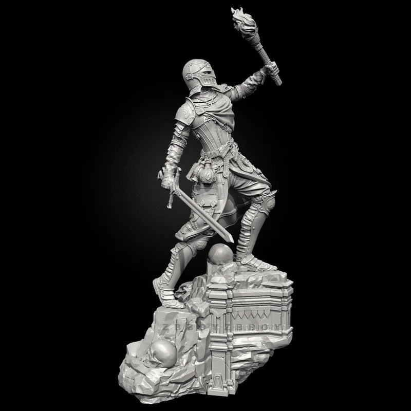 75mm Female Knight Commander, Resin Model Figure Kit, Fantasy Theme, Unassembled and Unpainted