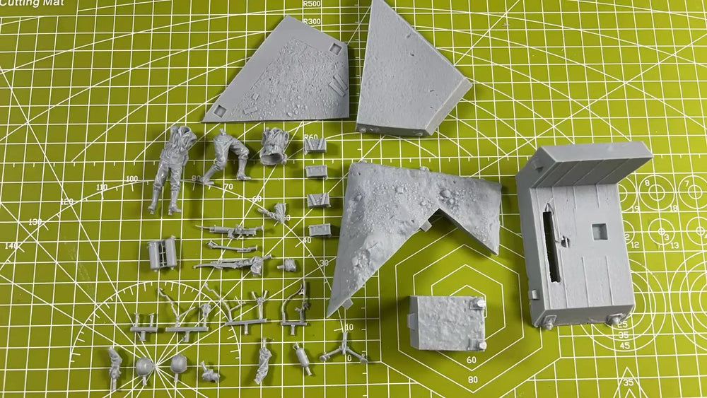 1/35 WWII Allied Pacific Bunker, 3 Figures, Resin Model Diorama Kit, Unassembled and Unpainted