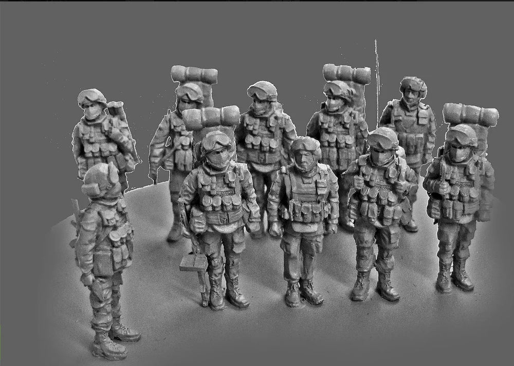 1/72 Modern Mechanized Infantry Soldiers, 9 Figures, Resin Model Figure Kit, Unassembled and Unpainted