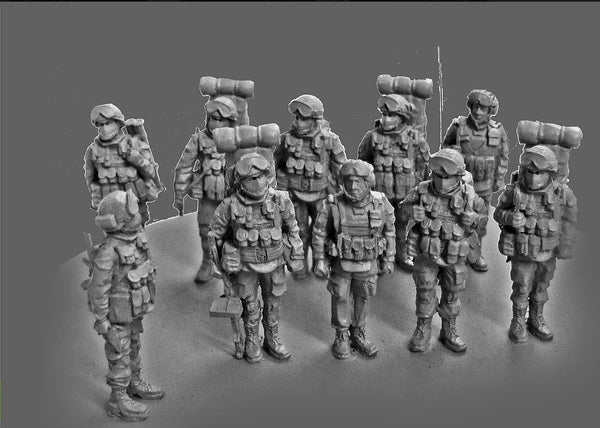 1/72 Modern Mechanized Infantry Soldiers, 9 Figures, Resin Model Figure Kit, Unassembled and Unpainted