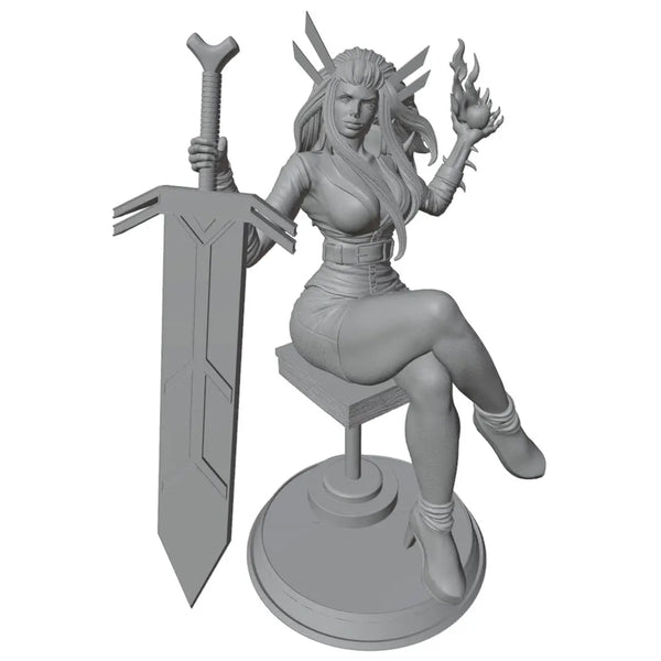 Demon Sorceress with Greatsword, Resin Model Figure Kit, Fantasy Theme, Unassembled and Unpainted