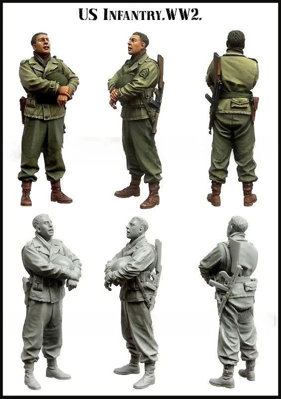 1/35 WWII US Infantry Soldier at Ease, Resin Model Figure Kit, Unassembled and Unpainted