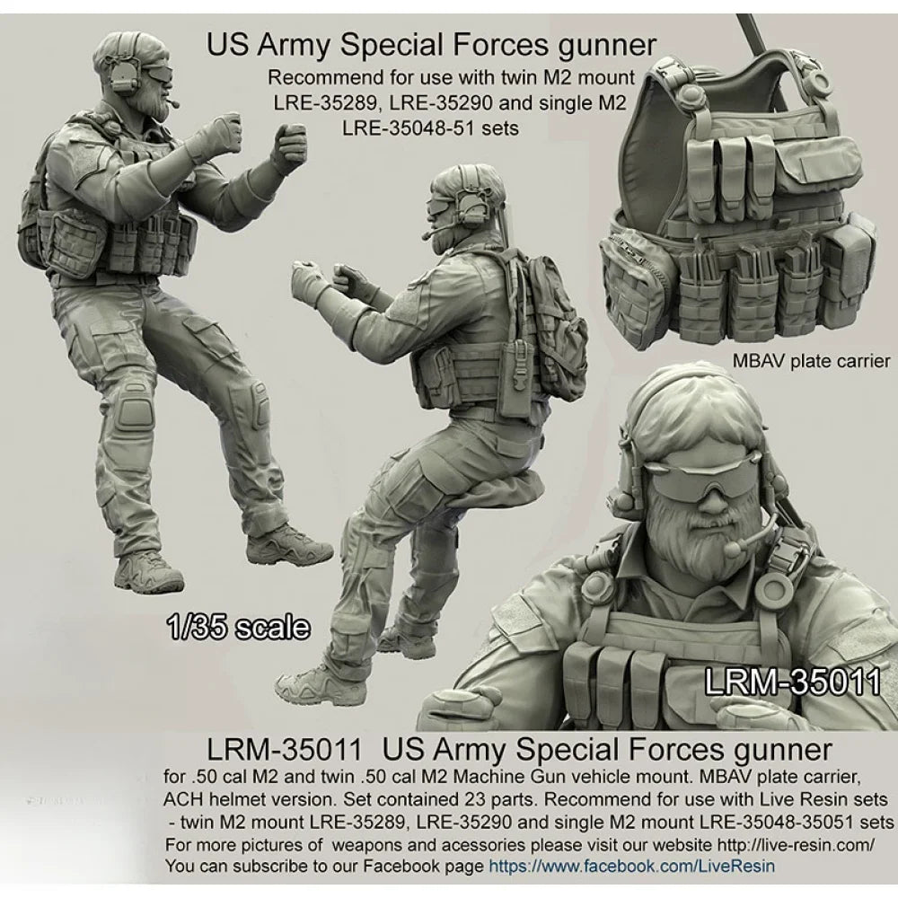 1/35 Modern US Special Forces Gunner, Resin Model Figure Kit, Unassembled and Unpainted