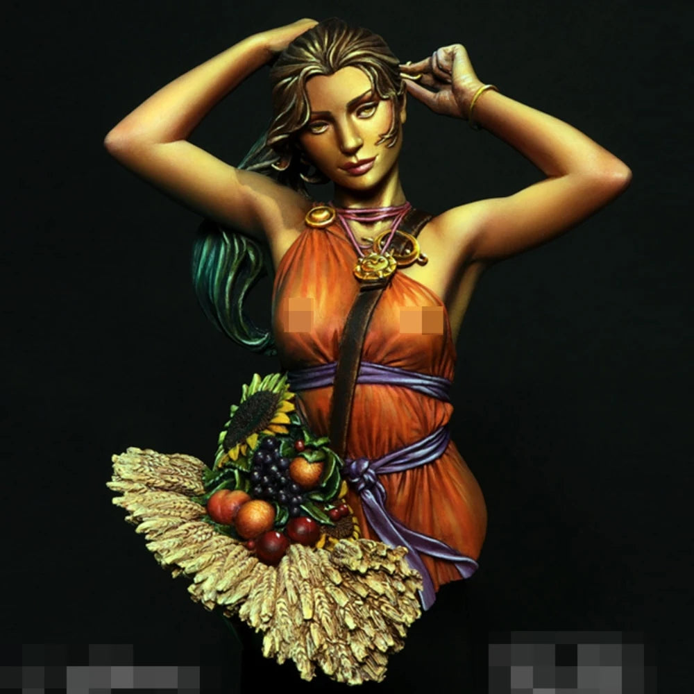1/10 Teal-Haired Nature Goddess with Feathered Wings, Resin Model Bust Kit, Fantasy Theme, Unassembled and Unpainted