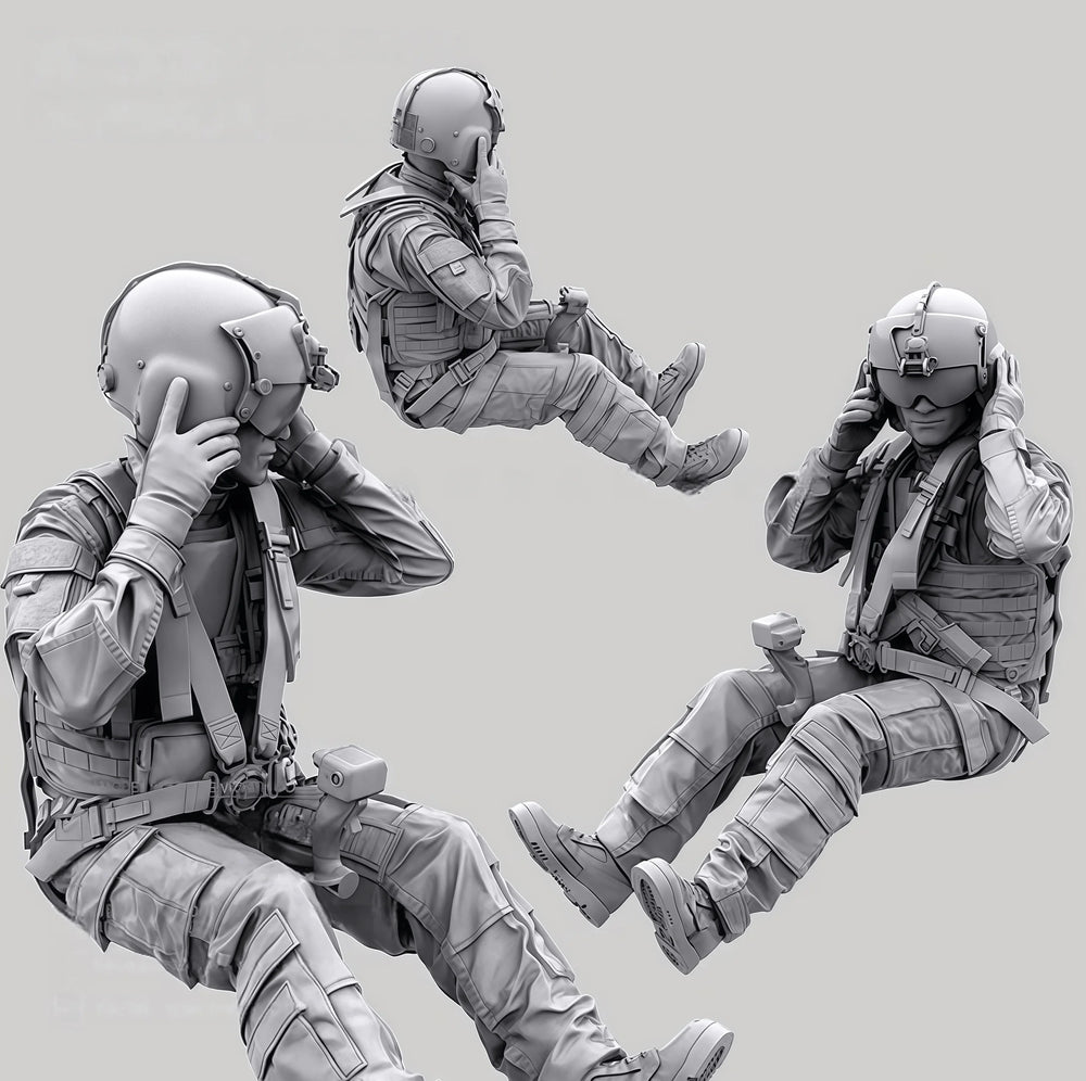 1/35 Vietnam War US Military Helicopter Pilot, 2 Figures, Resin Model Figure Kit, Unassembled and Unpainted