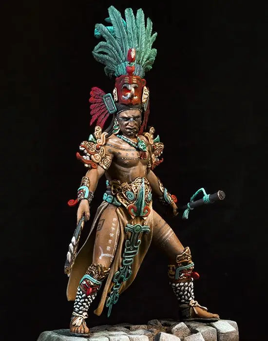 1/24 Exotic Tribal Warrior with Feathered Crown, Resin Model Figure Kit, Fantasy Theme, Unassembled and Unpainted