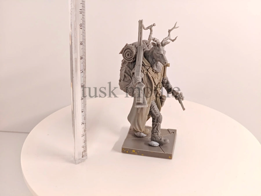 Fantasy Stag Warrior Mulant with Rifle and Pistols 1/24 Resin Figure Kit - resin model view 2