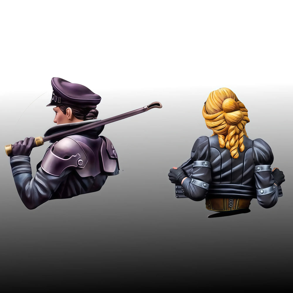 1/12 Steampunk Combat Female Instructors, 2 Figures, Resin Model Bust Kit, Unassembled and Unpainted
