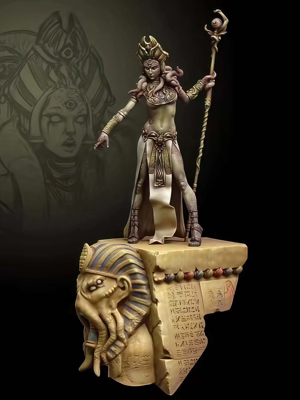 1/24 Sorceress with Sphinx, Resin Model Figure Kit, Fantasy Theme, Unassembled and Unpainted