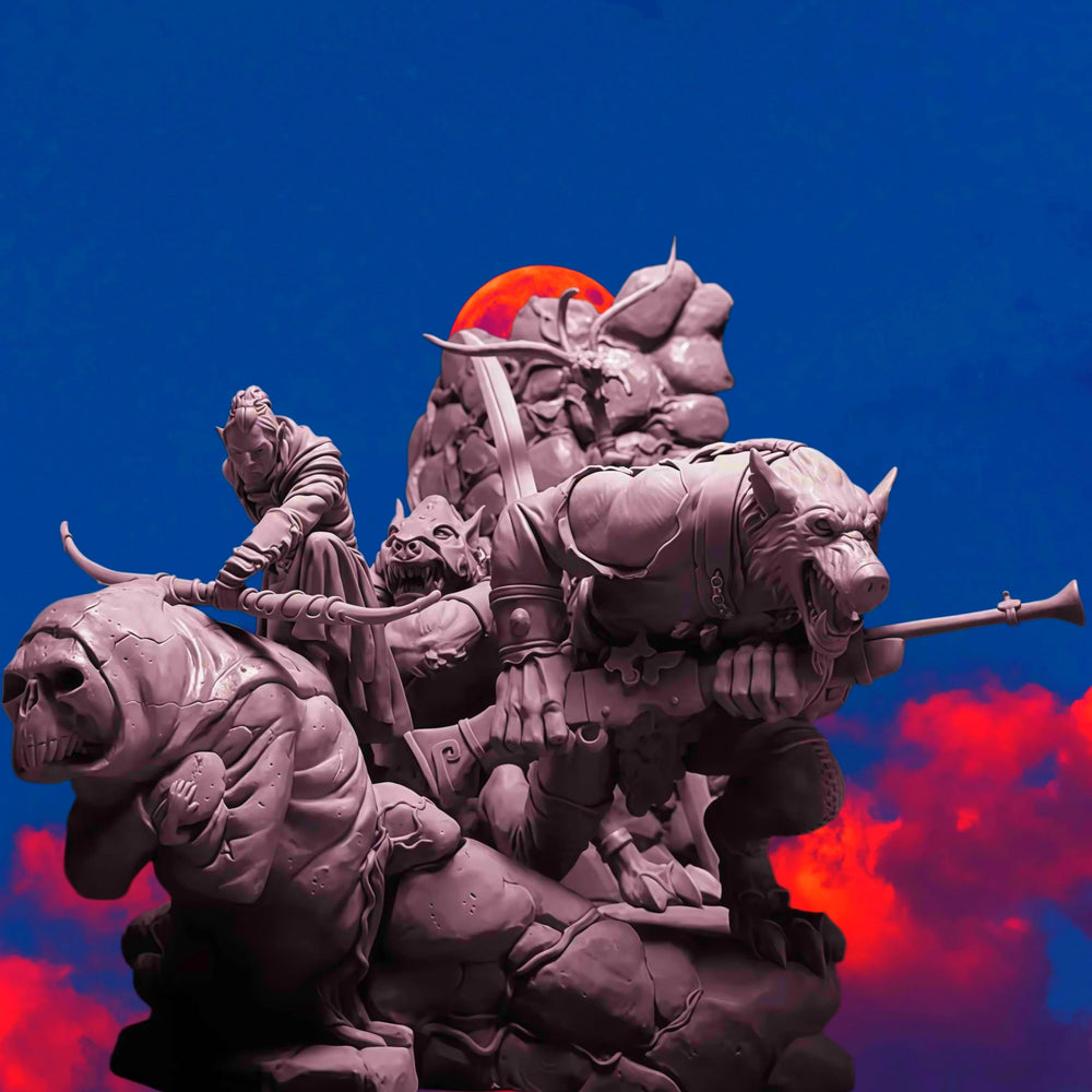 1/24 Orc Battle, 5 Figures, Resin Model Diorama Kit, Fantasy Theme, Unassembled and Unpainted