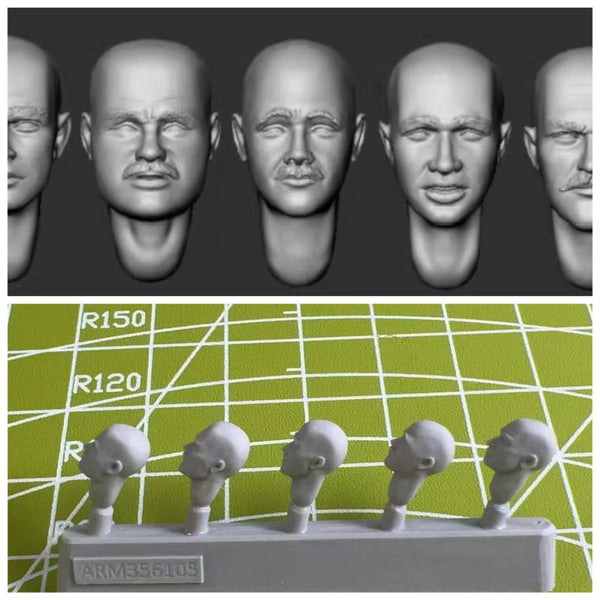 Soldier Head Replacement, Resin Model Accessory Kit, Military Theme, Unpainted