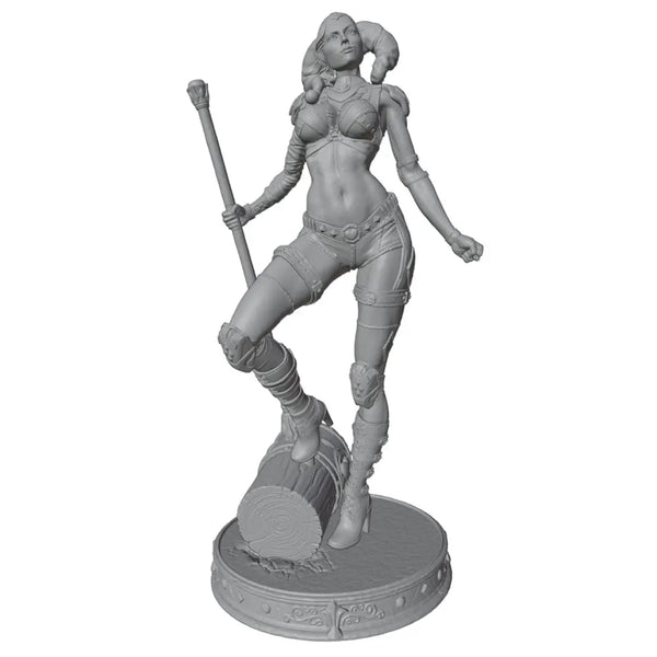 1/24 Female Warrior with Baseball Bat, Resin Model Figure Kit, Fantasy Theme, Unassembled and Unpainted