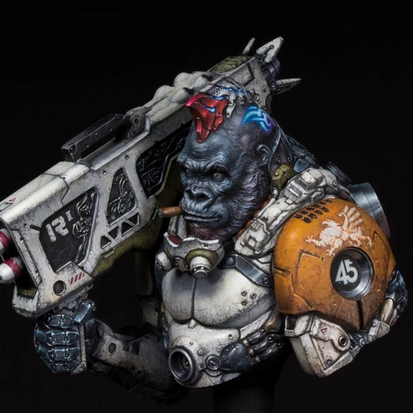 1/10 Science Fiction Armored Ape Warrior, Resin Model Bust Kit, Sci-Fi Theme, Unassembled and Unpainted