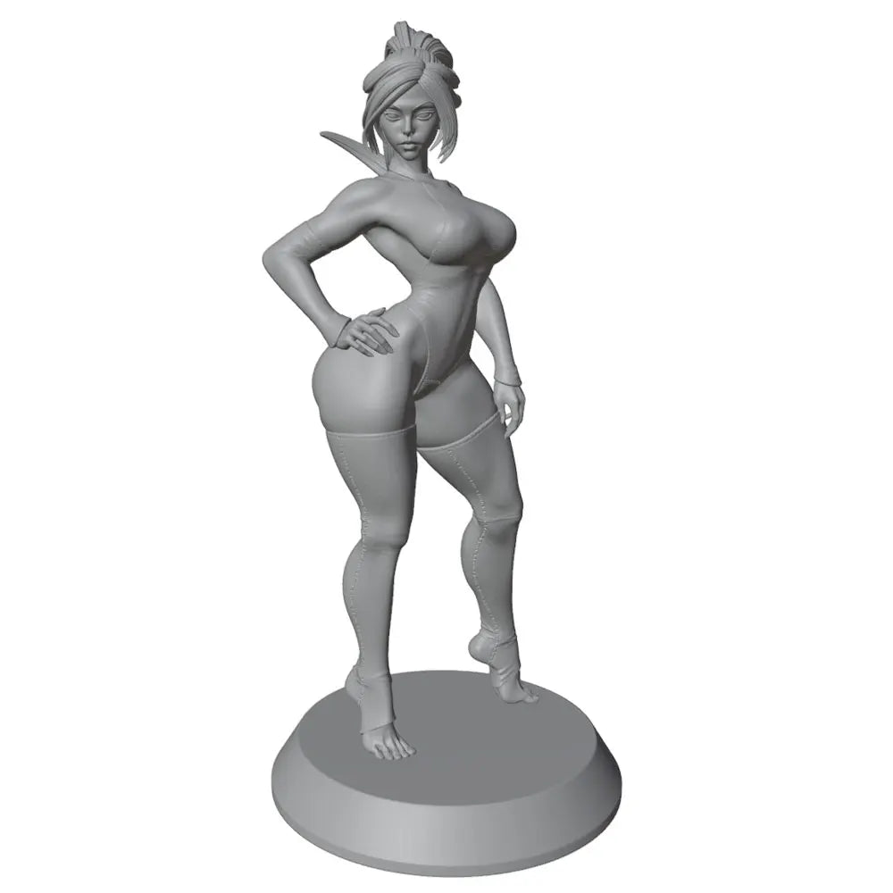 75mm Confident Woman with Long Flowing Hair, Resin Model Figure Kit, Unassembled and Unpainted