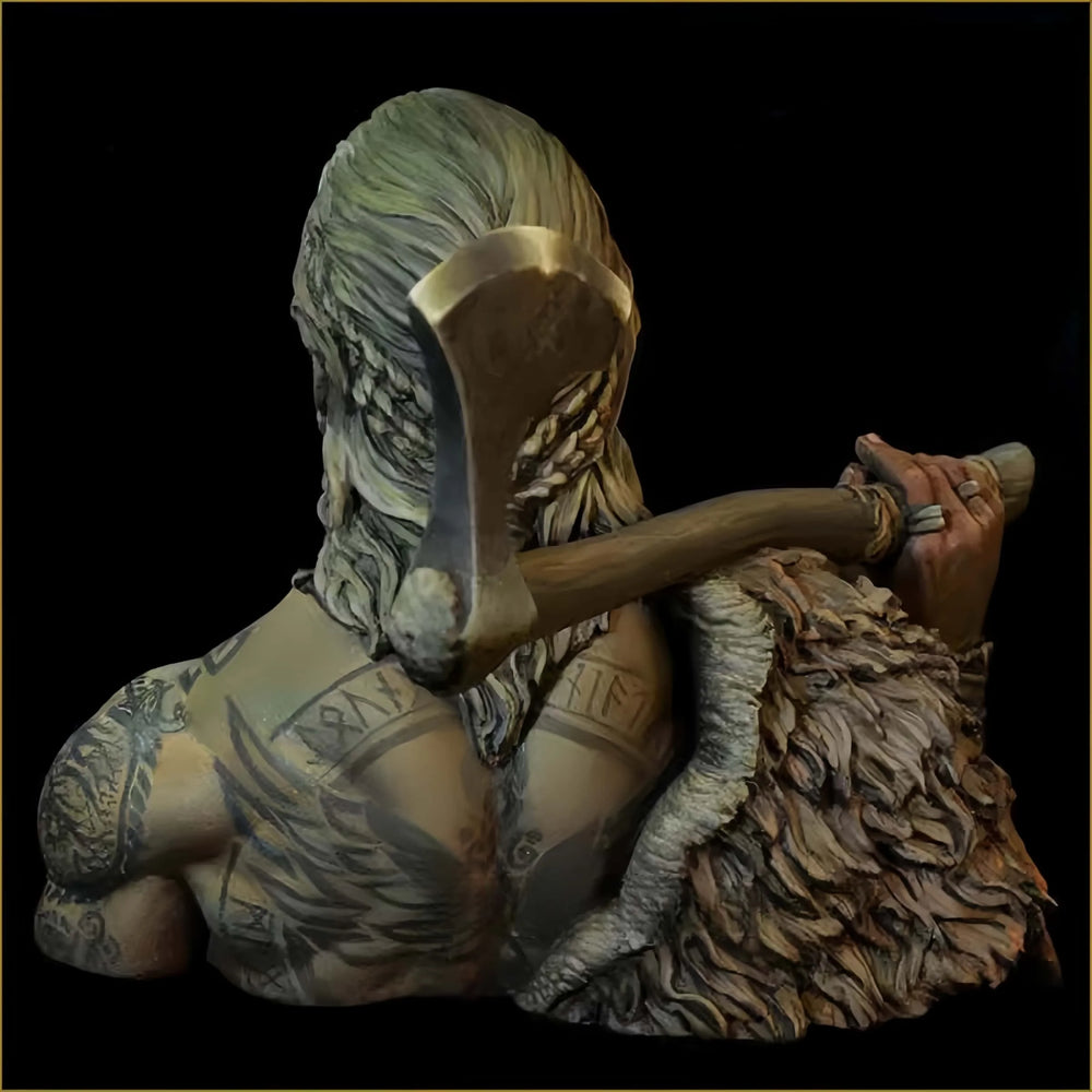 1/10 Medieval Tattooed Viking Warrior with Braided Hair, Resin Model Bust Kit, Unassembled and Unpainted