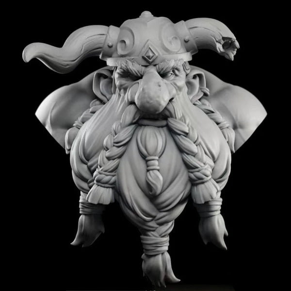 60mm Horned Dwarf Warrior, Resin Model Bust Kit, Fantasy Theme, Unassembled and Unpainted