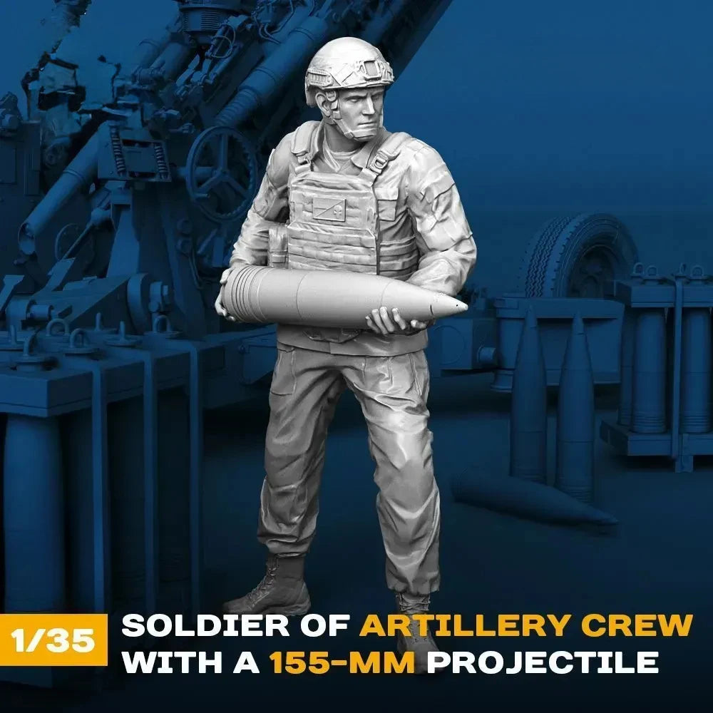 1/35 Modern Artillery Soldier, Resin Model Figure Kit, Unassembled and Unpainted