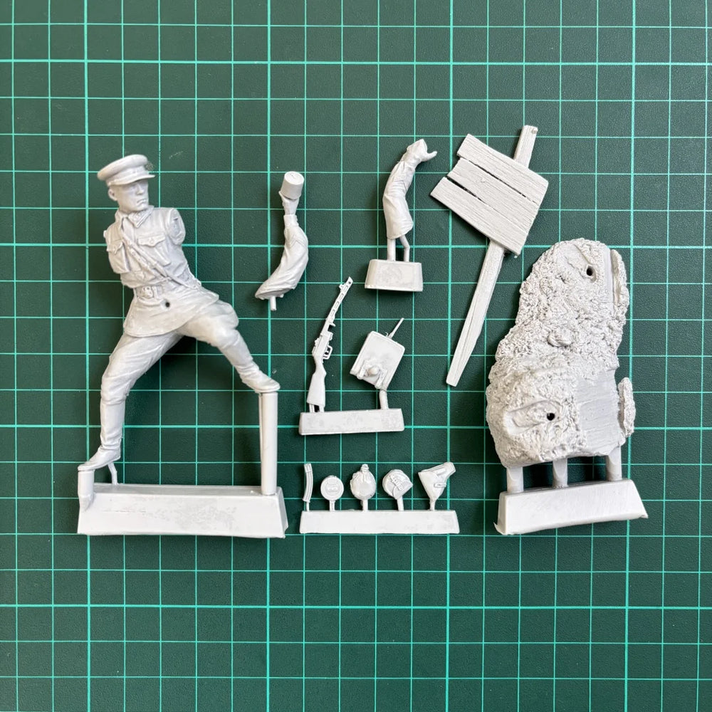 75mm WWII Soviet Senior Lieutenant, Resin Model Figure Kit, Unassembled and Unpainted