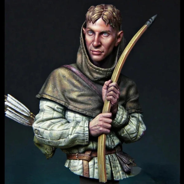 1/12 Medieval English Longbowman, Resin Model Bust Kit, Unassembled and Unpainted