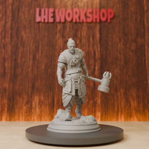 75mm Hammer Warrior, Resin Model Figure Kit, Fantasy Theme, Unassembled and Unpainted