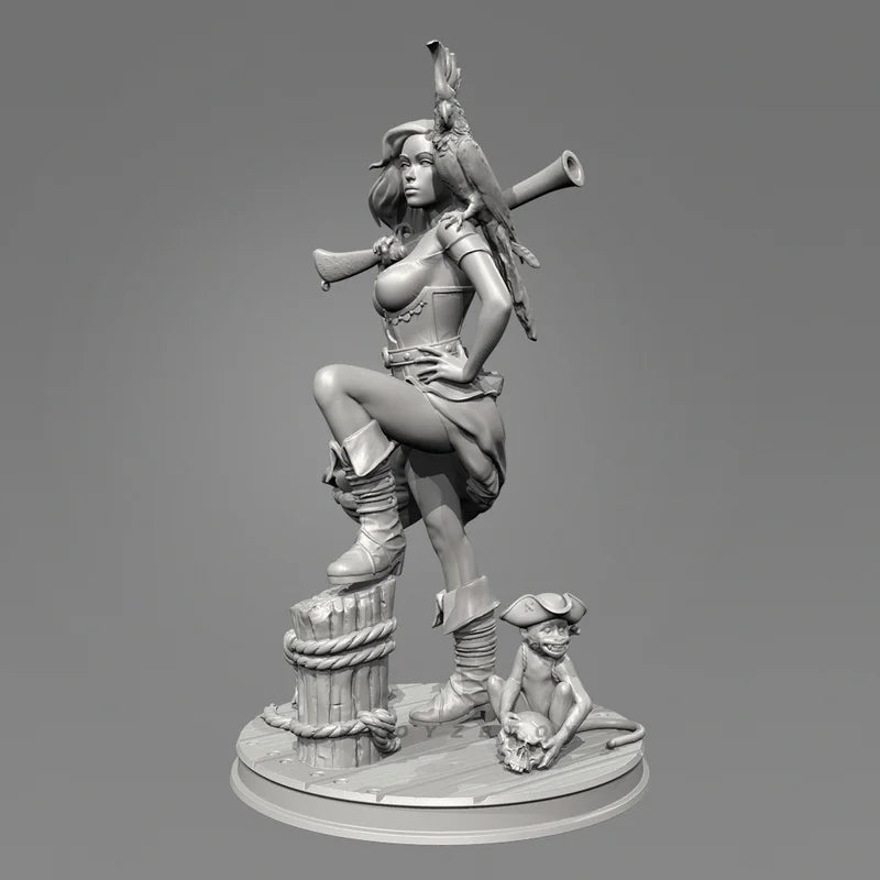 75mm Caribbean Warrior Woman, Resin Model Figure Kit, Fantasy Theme, Unassembled and Unpainted