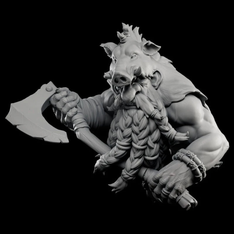 60mm Medieval Fantasy Dwarf Boar Brotherhood Warriors, 4 Figures, Resin Model Figure Kit, Unassembled and Unpainted