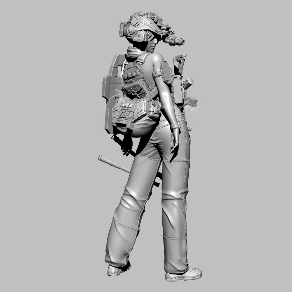 75mm Modern Tactical Female Soldier, Resin Model Figure Kit, Unassembled and Unpainted