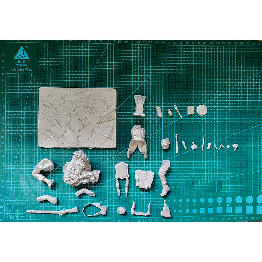 1/18 Napoleonic Cavalry Officer with Horse, Resin Model Figure Kit, Unassembled and Unpainted