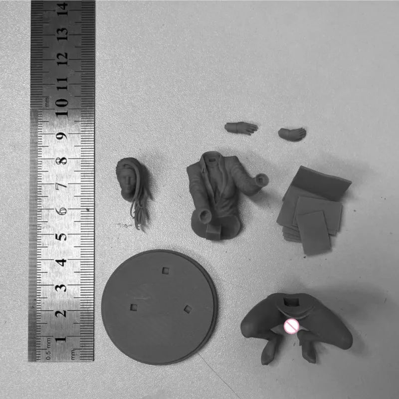 1/24 Modern Female Developer Crouching with Laptop, Resin Model Figure Kit, Unassembled and Unpainted