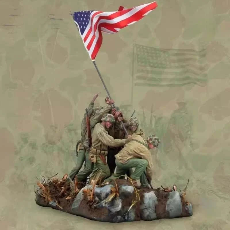 1/35 WWII US Infantry Flag Assault, 6 Figures, Resin Model Figure Kit, Unassembled and Unpainted