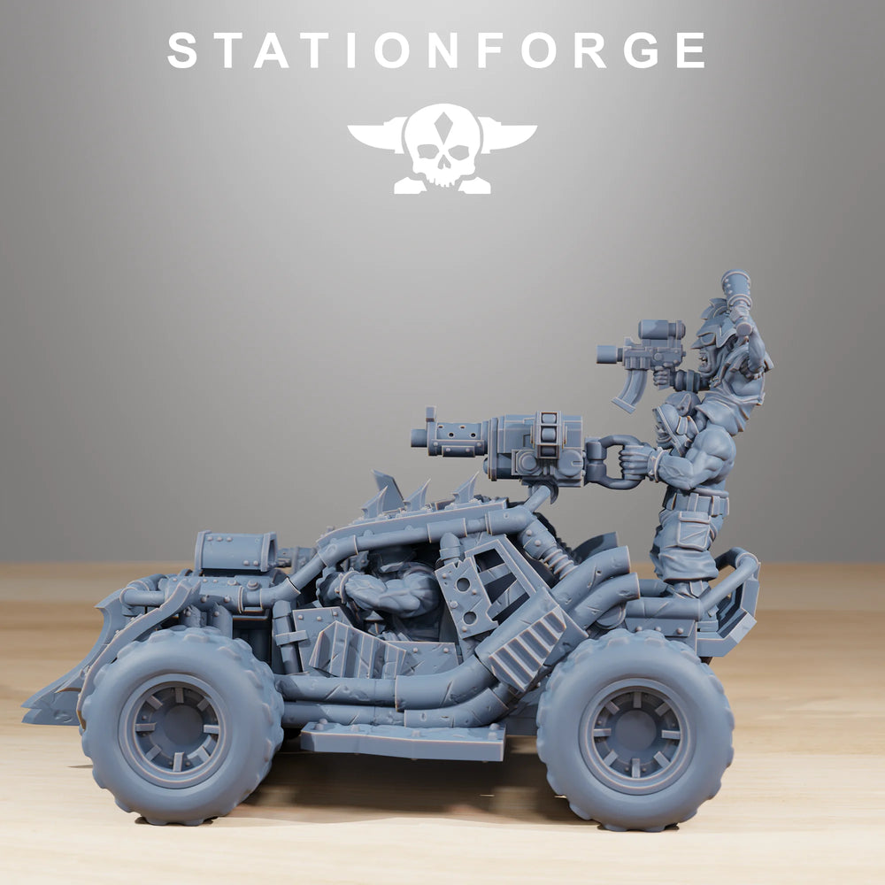 28mm Ork Speedsters, 6 Figures, Resin Model Vehicle Kit, Sci-Fi Theme, Unassembled and Unpainted