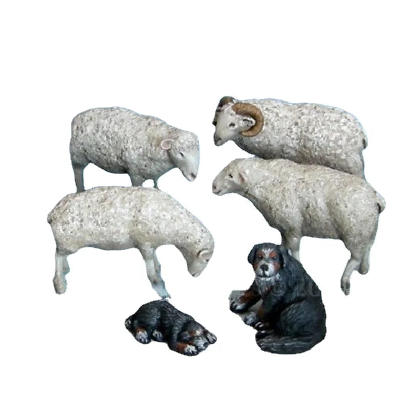 1/35 Farm Sheep Herd, 6 Figures, Resin Model Creature Kit, Wildlife Theme, Unassembled and Unpainted