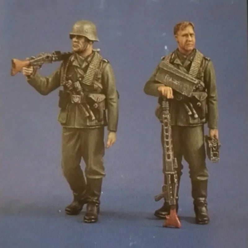 1/35 WWII German Machine Gunner Team, 2 Figures, Resin Model Figure Kit, Unassembled and Unpainted