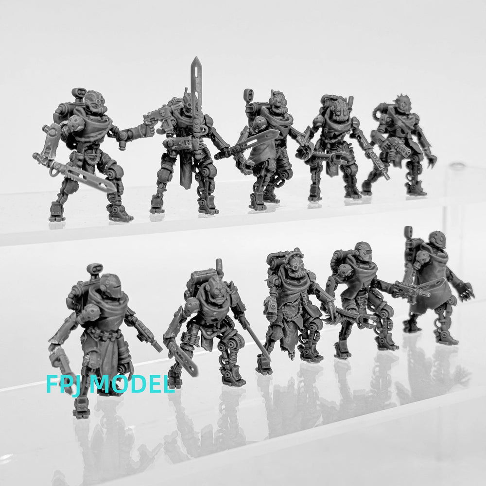 Scavenger Junkbots, 10 Figures, Resin Model Figure Kit, Sci-Fi Theme, Unassembled and Unpainted