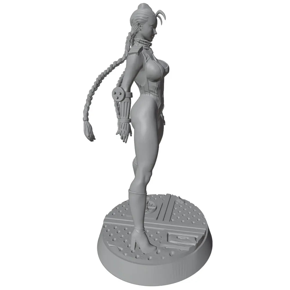 1/24 Sci-Fi Pin-Up with Blonde Braid, Resin Model Figure Kit, Unassembled and Unpainted