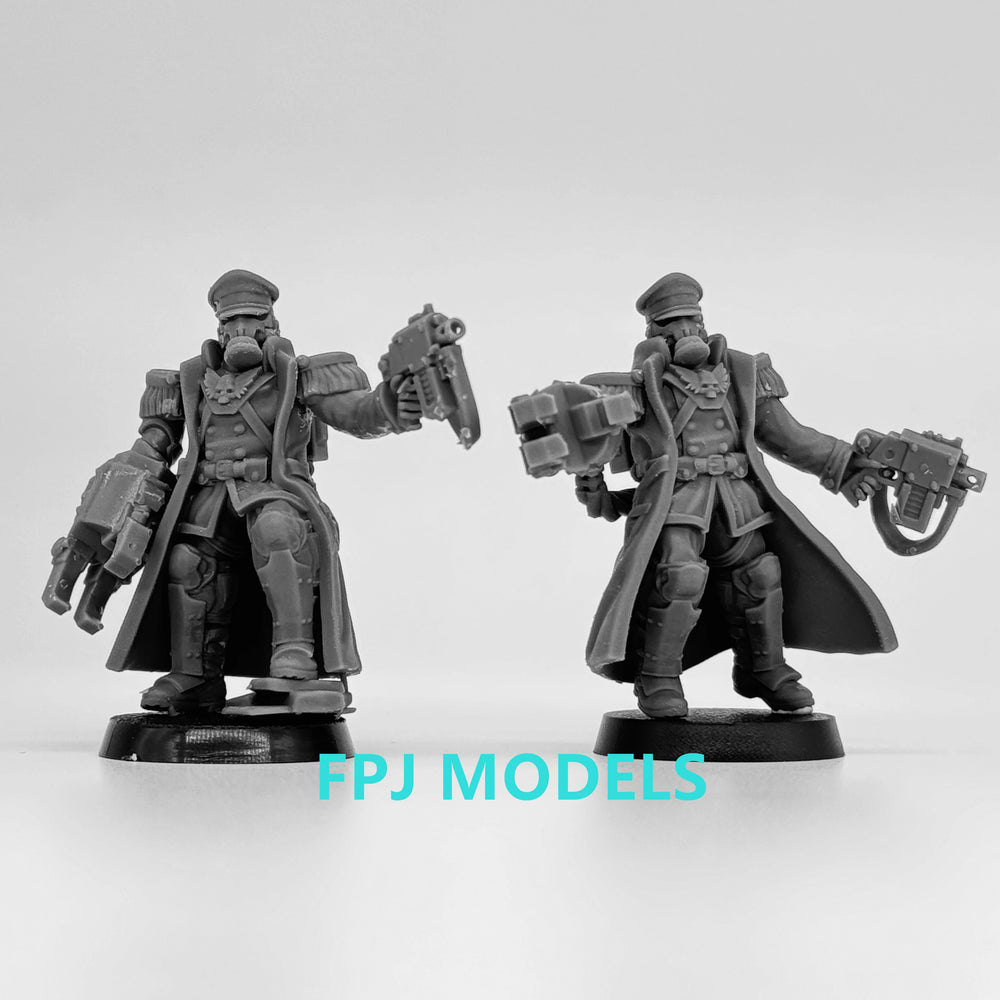 Grimdark Sci-Fi Guard Officers, 2 Figures, Resin Model Figure Kit, Sci-Fi Theme, Unassembled and Unpainted